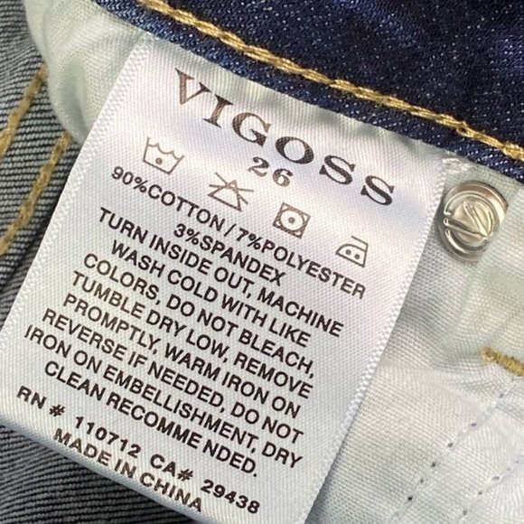 VIGOSS Thompson Tomboy Designer Jeans Mid Rise Sz 26 w/ 26.5" Inseam 3% Spandex - Picture 6 of 7